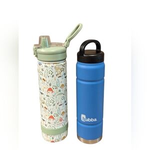 Manna Hydration Green Mushroom  Water Bottle & Bubba Blue Water Bottle Set